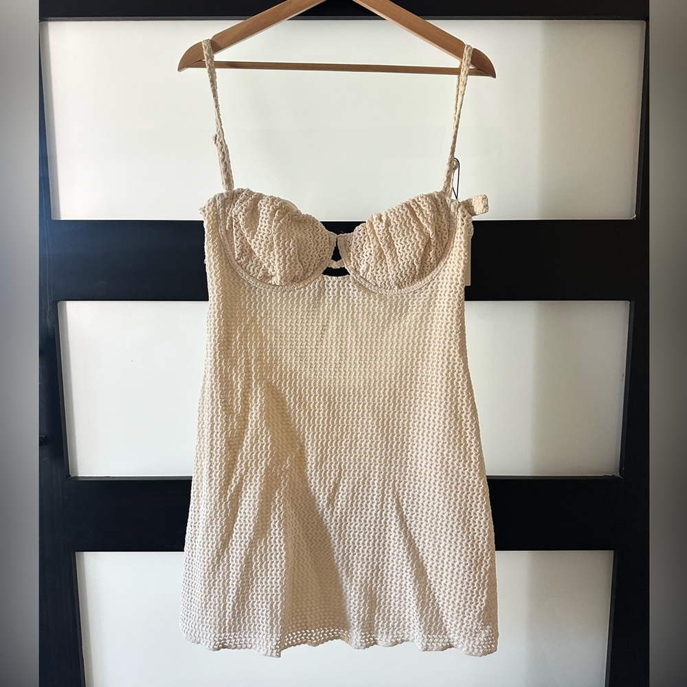 NWT Montce Bone Crochet Petal Short Slip Dress